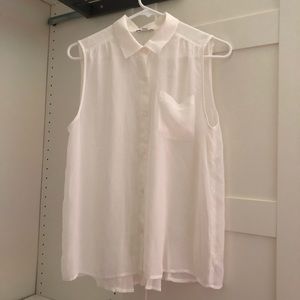 American Eagle White Chiffon Button up Top